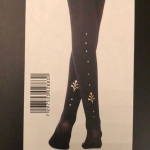 Black Tights with Gold Accents Up Back